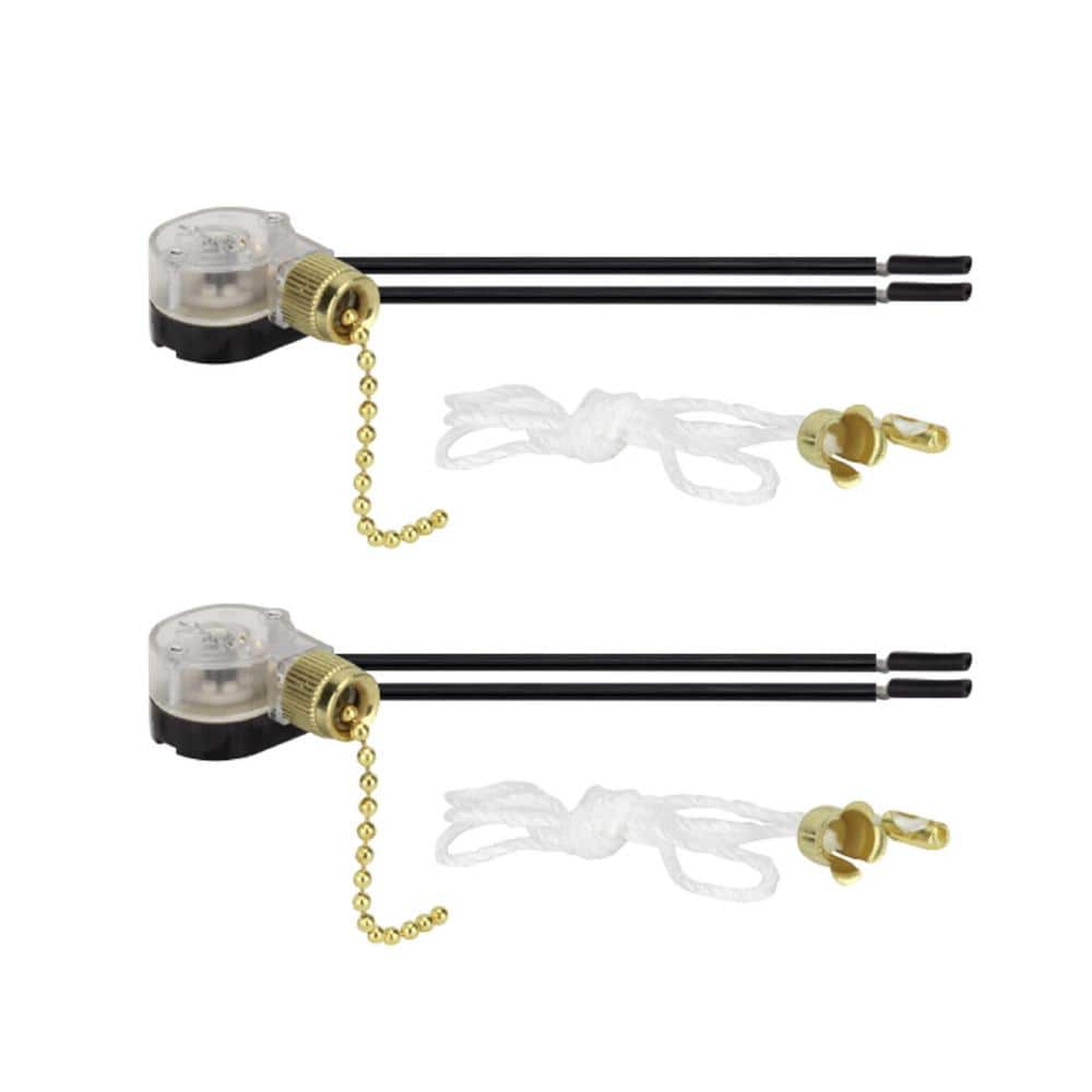 Polished Brass Ceiling Fan Light Switch with Pull Chain (2-Pack) - Hercitys