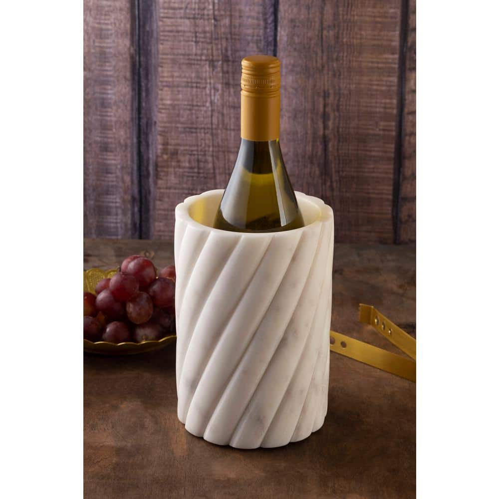 Taraz 1-Bottle White Marble Wine Chiller - Hercitys