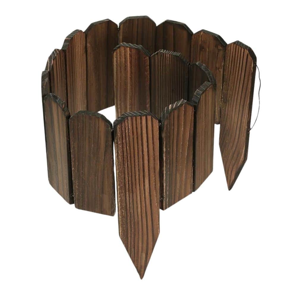 8 in. Pine Wood Garden Fence Edging for Landscaping Easy Install Sturdy 3.9 ft. Border for Yard Flower Bed Pathway - Hercitys