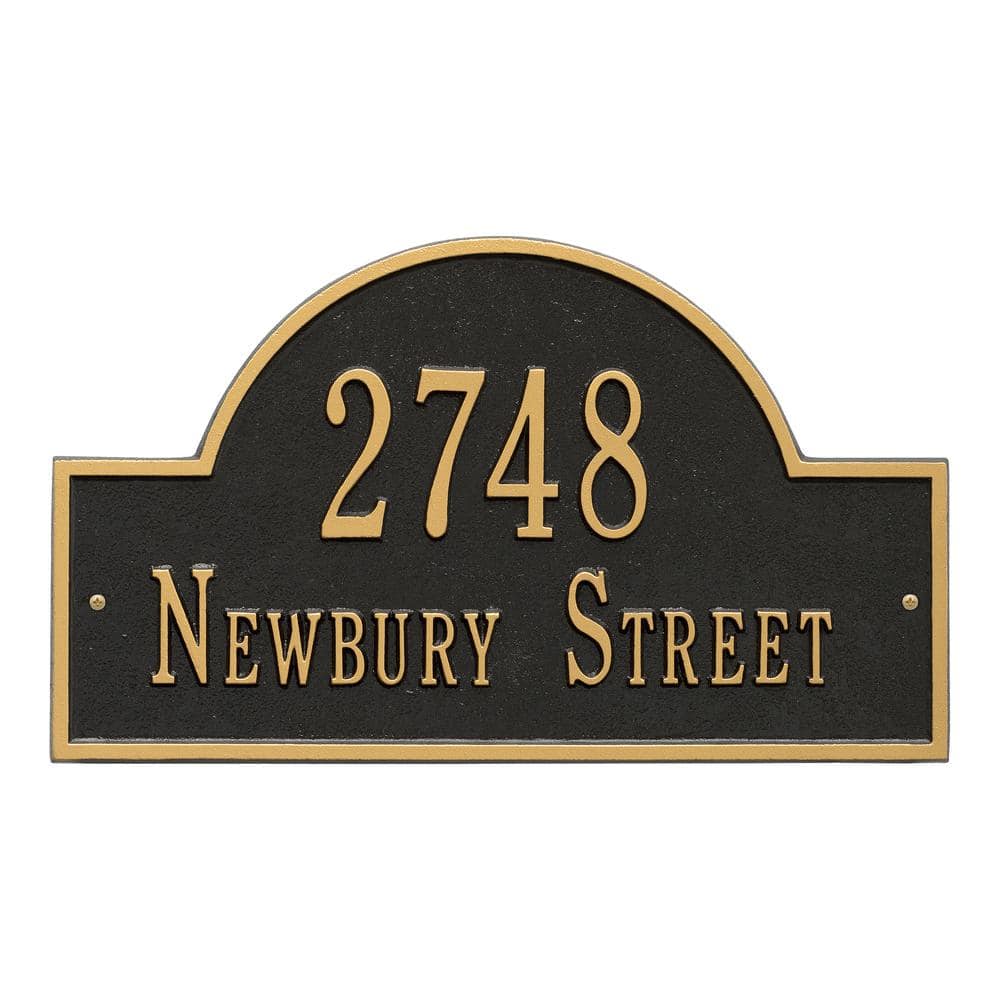 Arch Marker Standard Black/Gold Wall 2-Line Address Plaque - Hercitys