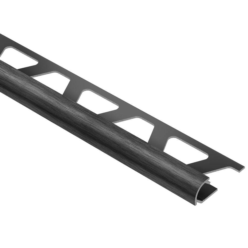 Rondec Brushed Black Anodized Aluminum 3/8 in. x 8 ft. 2-1/2 in. Metal Bullnose Tile Edging Trim - Hercitys