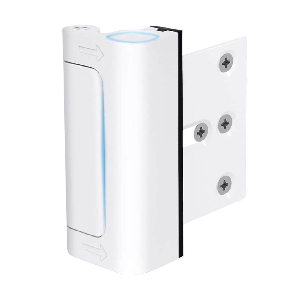 White Heavy-Duty Door Reinforcement Lock with 800 lbs Force Resistance & Child Safety Feature for Home Security - Hercitys