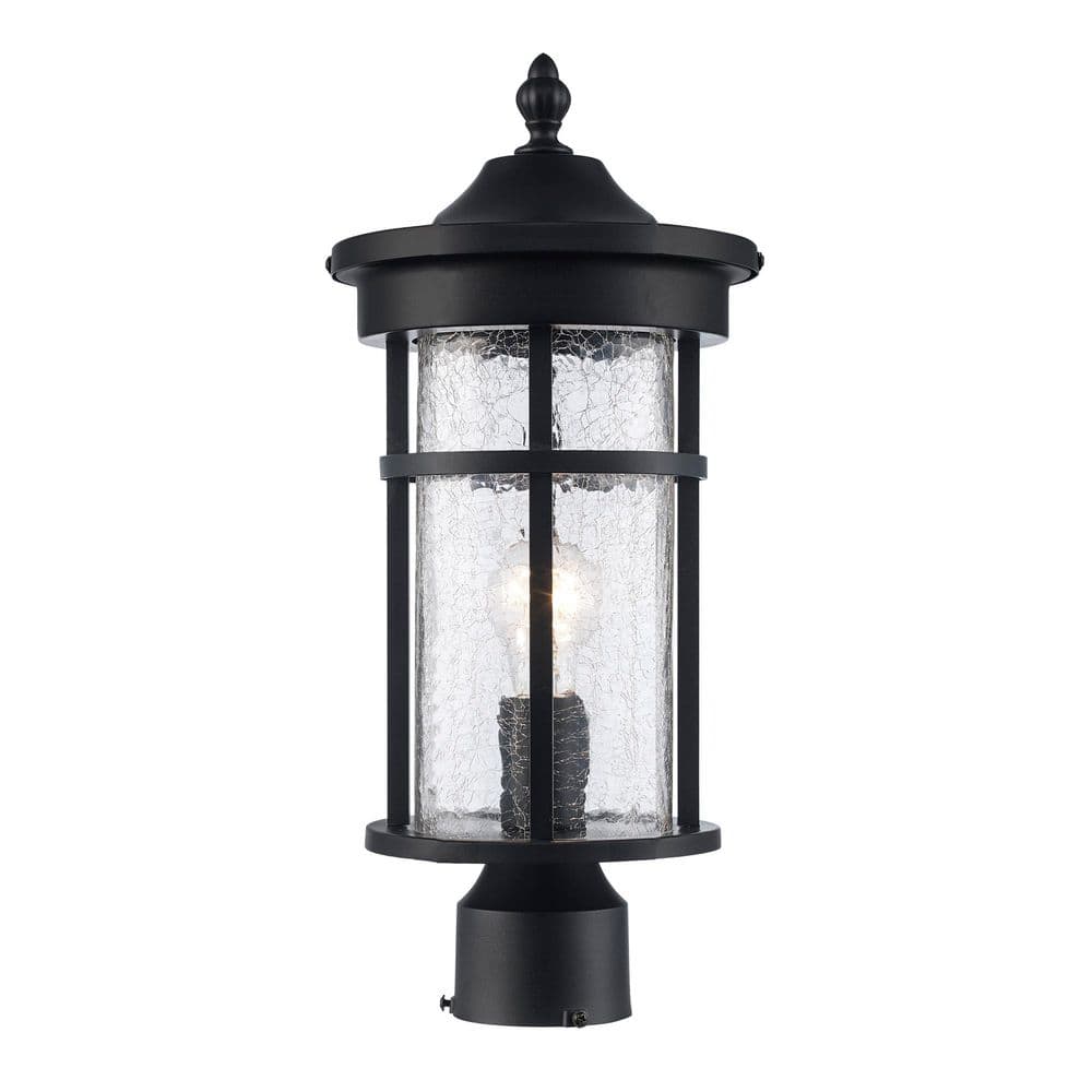 Avalon 14.25 in. 1-Light Black Metal Hardwired Outdoor Weather Resistant Lamp Post Light with No Bulbs Included - Hercitys