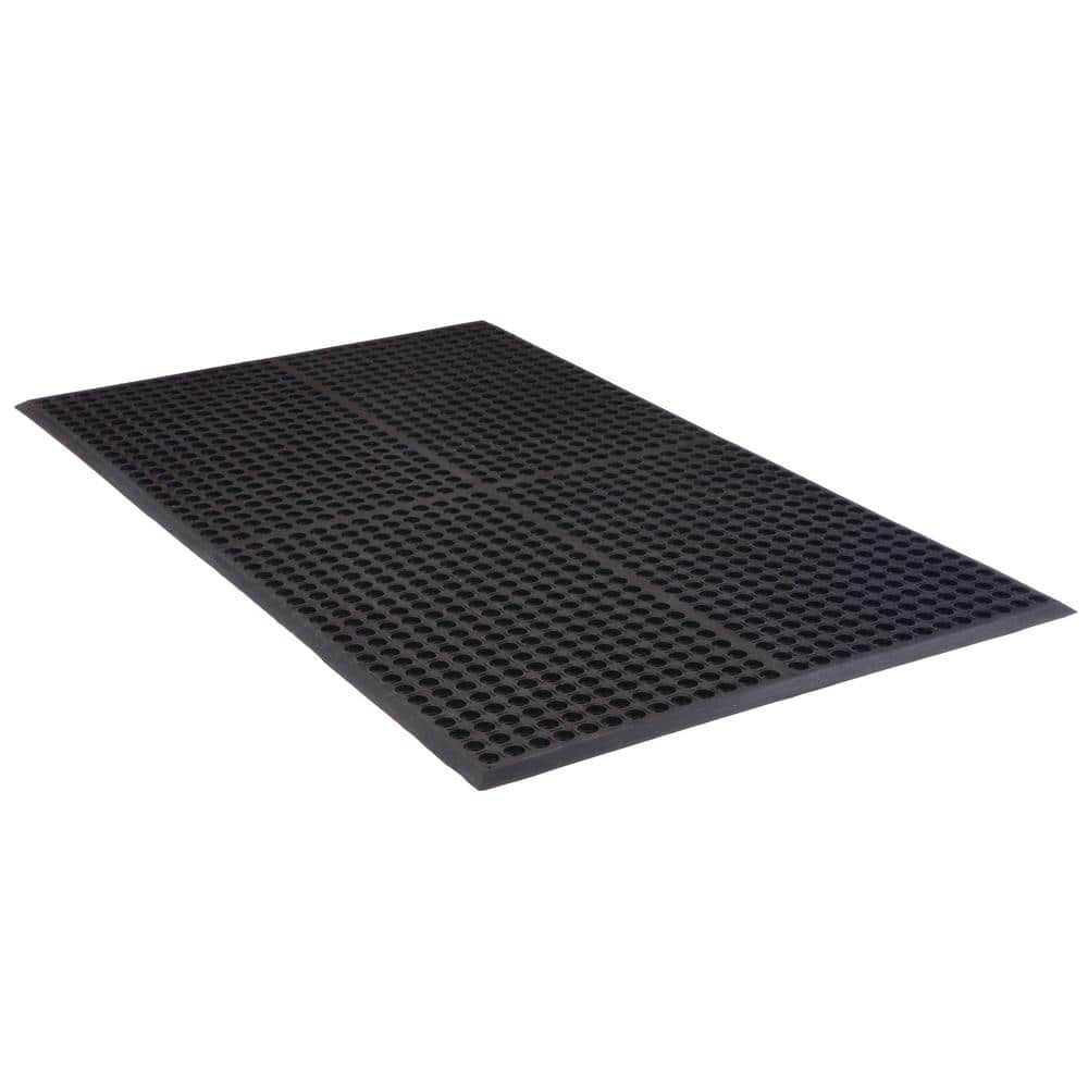 Work Step 1/2 in. Black 3 ft. x 10 ft. Rubber Anti-Fatigue Indoor Commercial Floor Mat - Hercitys
