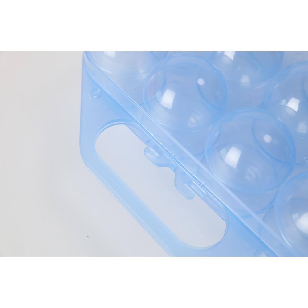 Clear Plastic Egg Carton, 12 Egg Holder Carrying Case with Handle, Blue - Hercitys