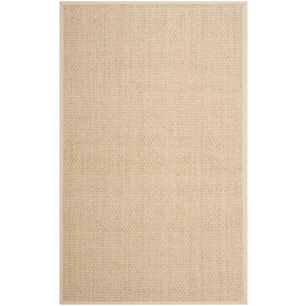 Natural Fiber Natural/Beige 5 ft. x 7 ft. Border Woven Area Rug - Hercitys