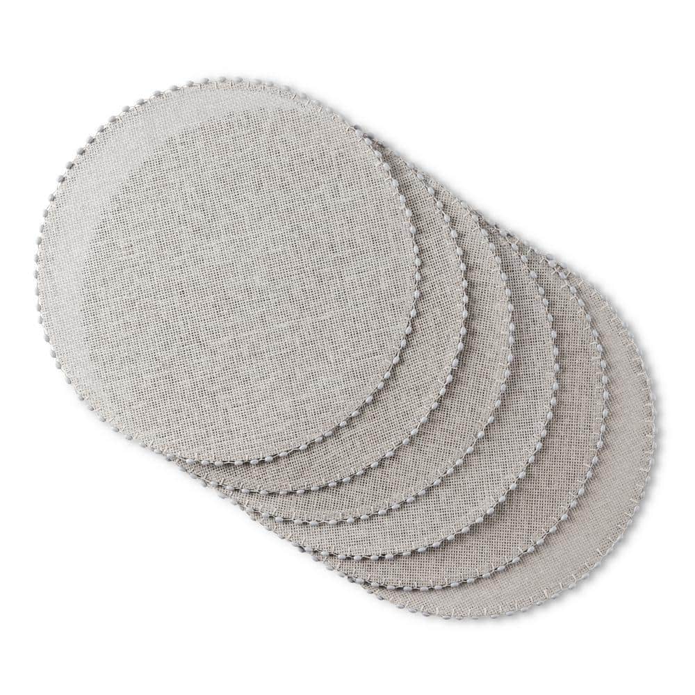 Woven Lindos 15″ Round Grey Water Resistant Placemats (Set of 6) - Hercitys