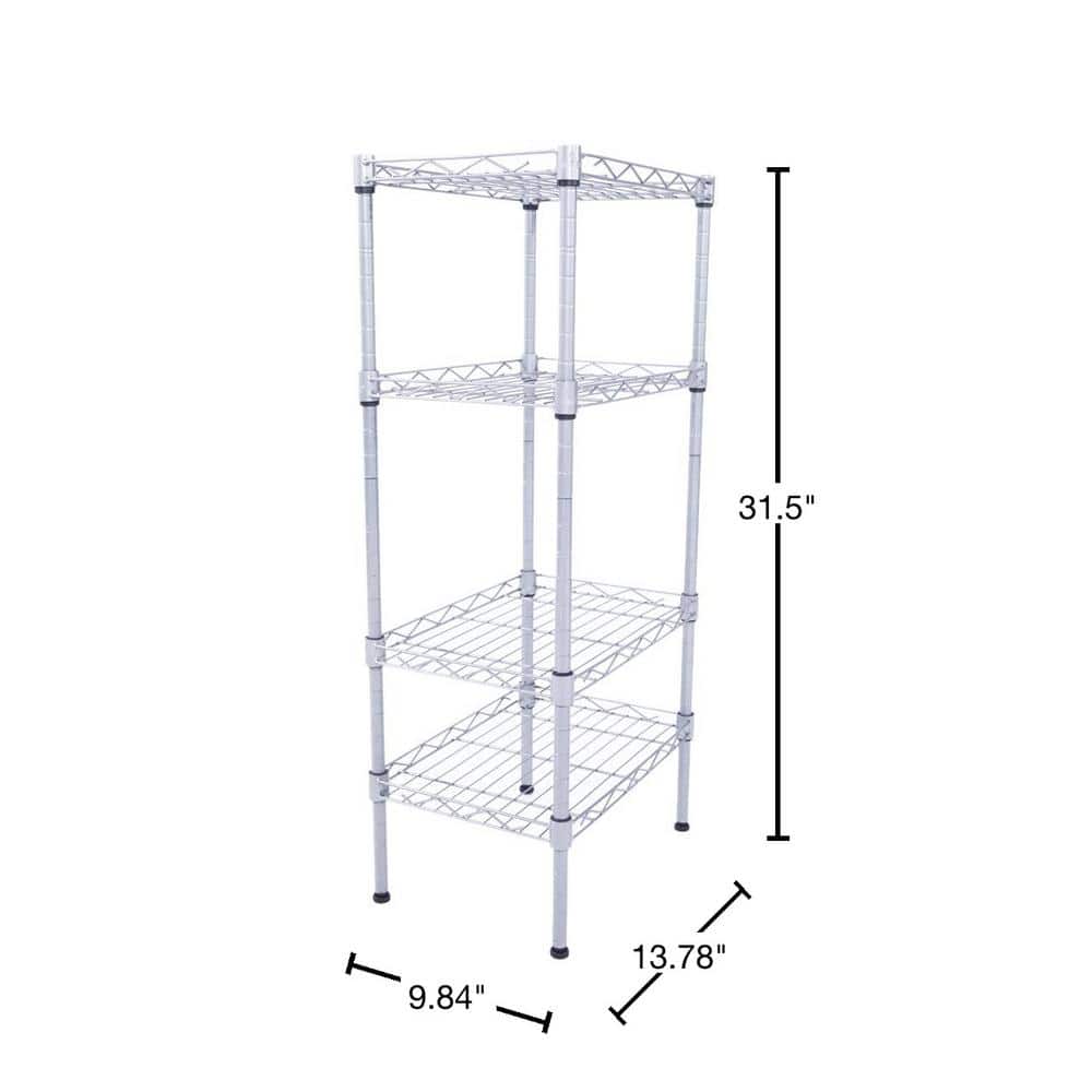Silver 4-Tier Heavy Duty Steel Freestanding Garage Storage Shelving Unit (9.84 in. W x 31.5 in. H x 13.78 in. D) - Hercitys