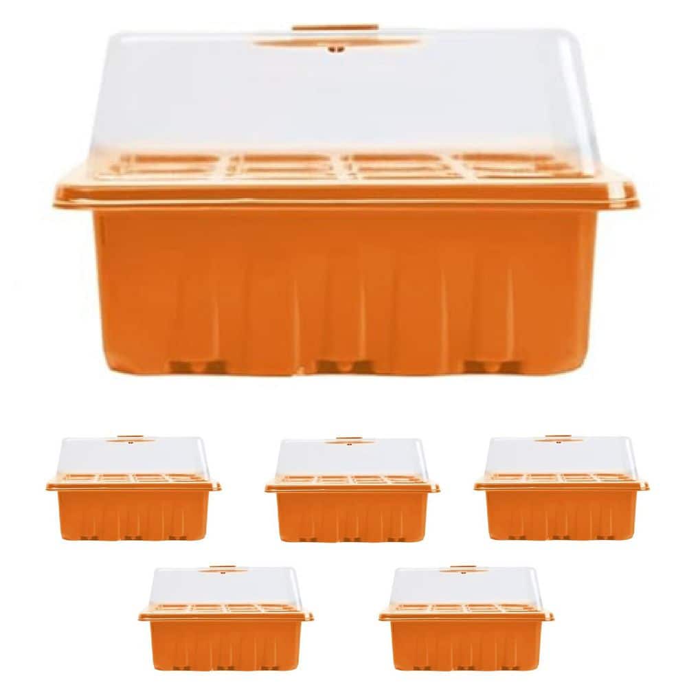 Seed Starter Tray 72-Cells Plant Grow Kit with Adjustable Humidity Vent for Mini Greenhouse Garden Germination (6-Pack) - Hercitys