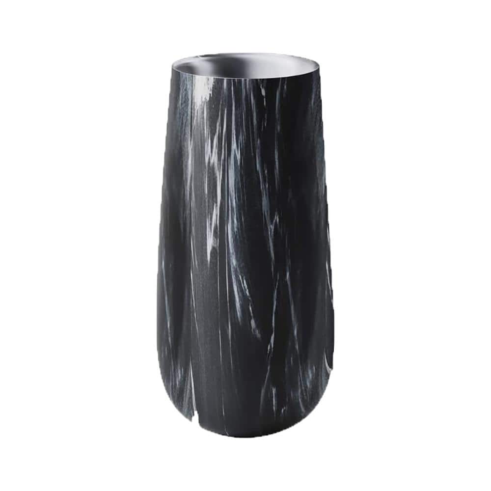 Double Walled 8 oz. Insulated Gray Marble Stainless Steel Flute Champagne Tumbler with Spill Proof - Hercitys