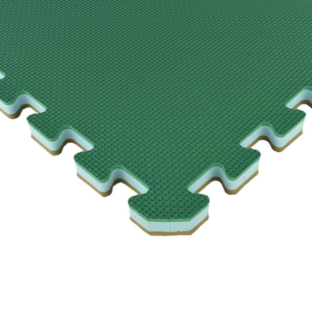 Home Sport and Play Green/Brown 24 in. W x 24 in. L Foam Exercise and Gym Interlocking Tiles (38.75 sq. ft.) (10-Pack) - Hercitys