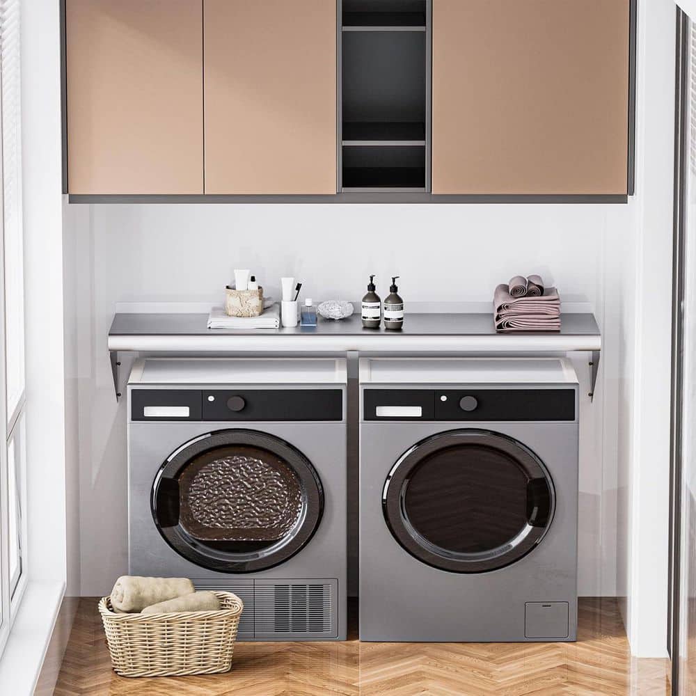 Stainless Steel Shelf 18 in. x 48 in. Wall Mounted Metal Shelving with Backsplash for Restaurant, Utility Room, Kitchen - Hercitys