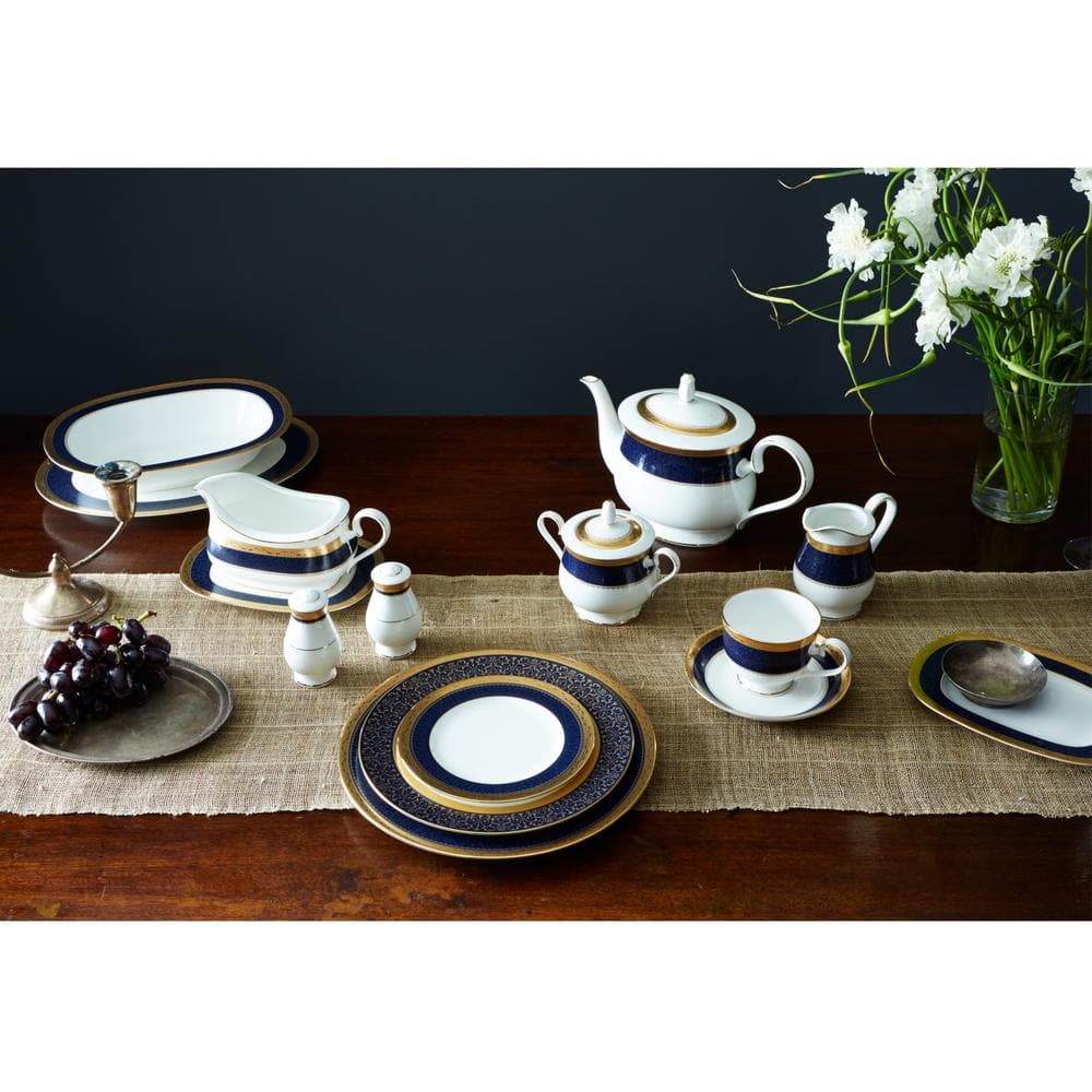 Odessa Cobalt Gold 9 in. (Gold) Bone China Accent Plates, (Set of 4) - Hercitys