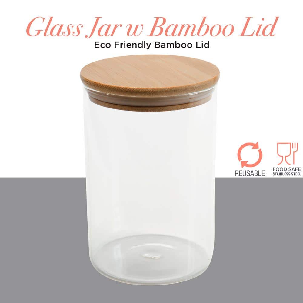 Round-1 Glass Jar with Bamboo Lid - Hercitys
