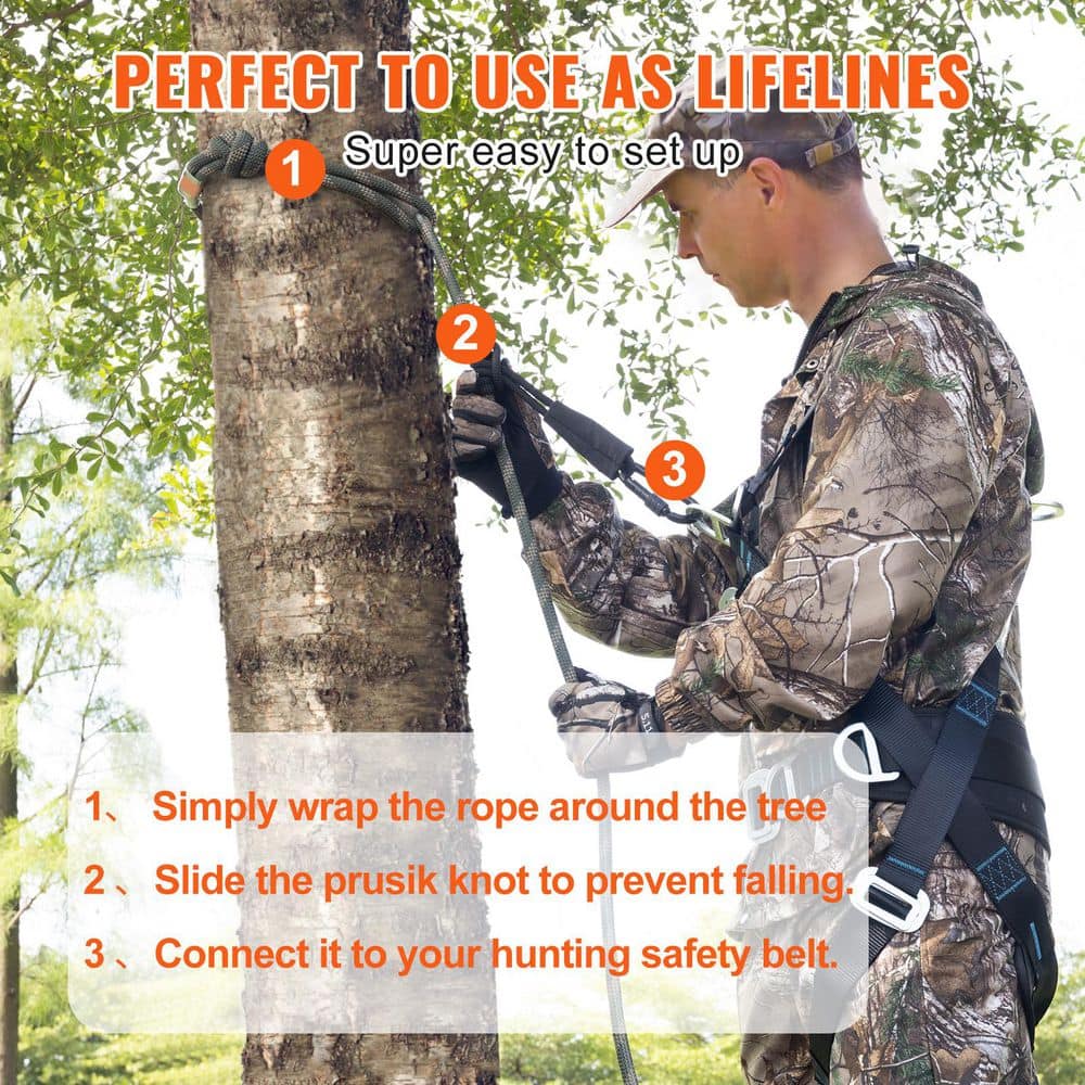 Tree Stand Safety Rope, 30 ft. /91.44 m Treestand Lifeline Rope 30KN Breaking Tension, 0.6 in. Hunting Safety Line - Hercitys