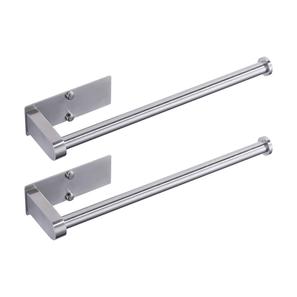Stainless Steel Wall Mount Drilling Kitchen Bathroom Paper Towel Holder Under Cabinet in Brushed Nickel (2-Pack) - Hercitys