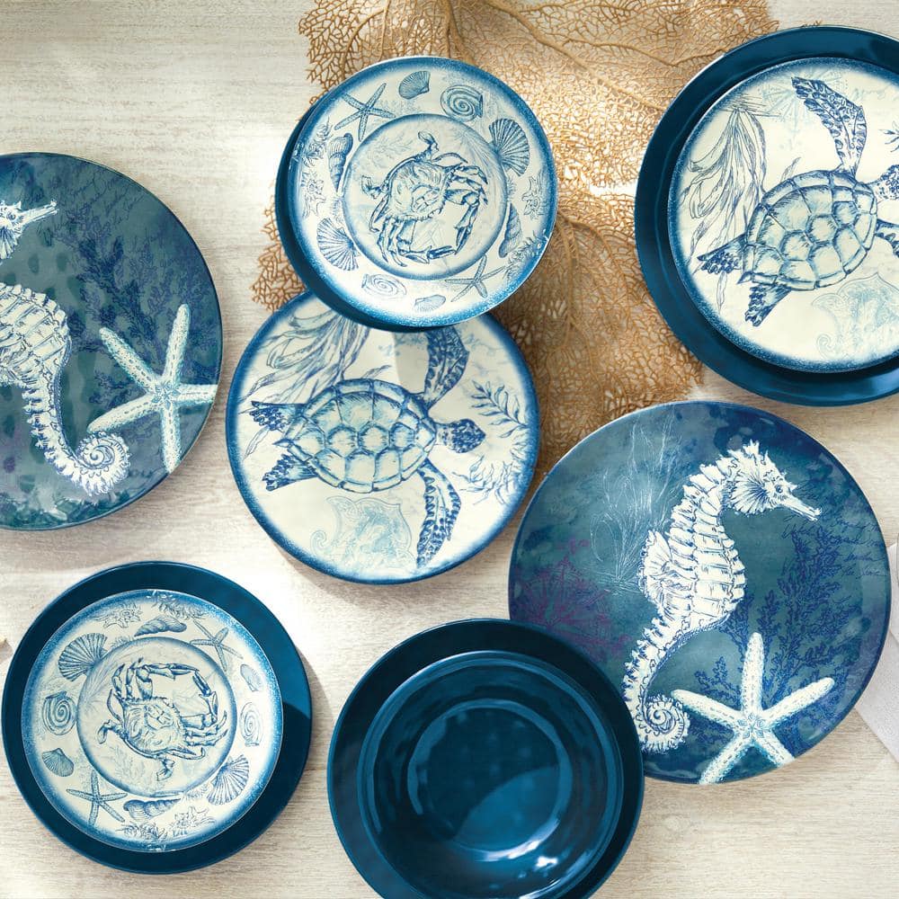 Fluidity 12-Piece Seasonal Multicolored Melamine Dinnerware Set (Service for 4) - Hercitys