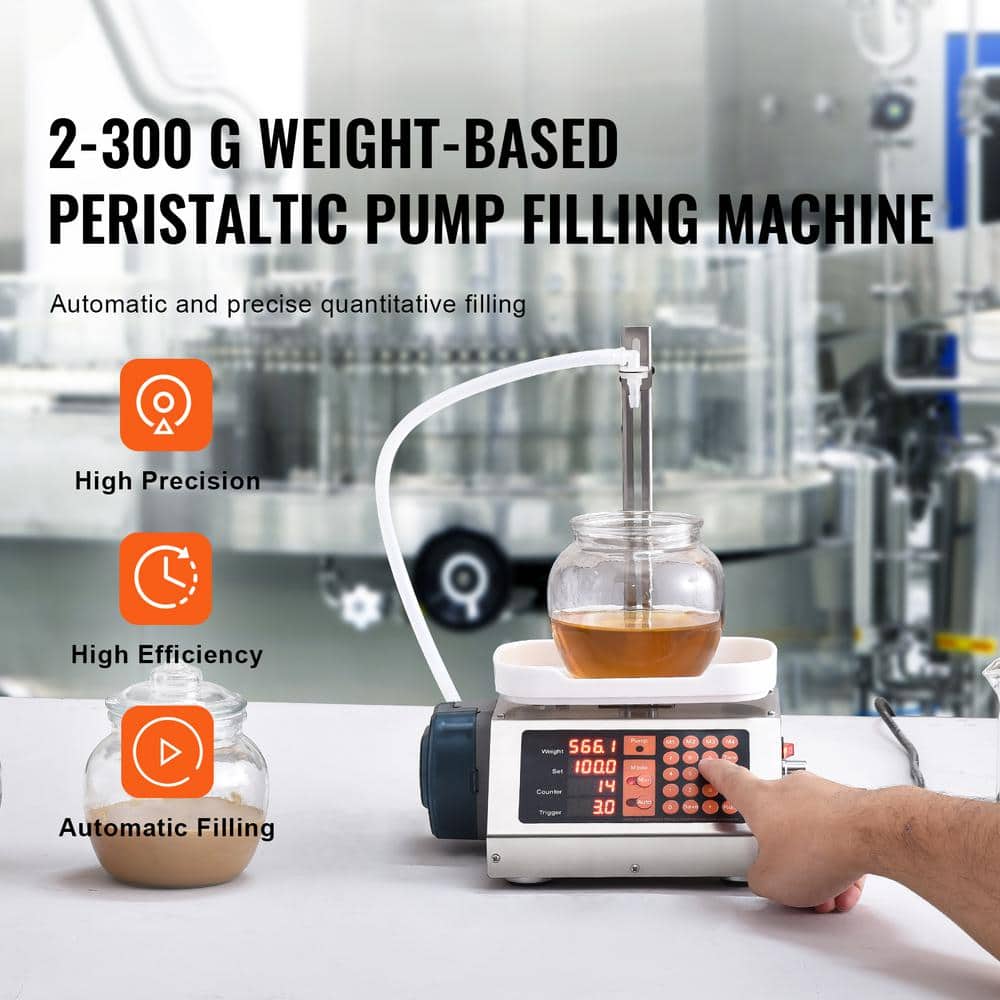 Liquid Filling Machine 5-300g Capacity Automatic Bottle Filler Peristaltic Pump Digital Control for Milk, Water, Wine - Hercitys