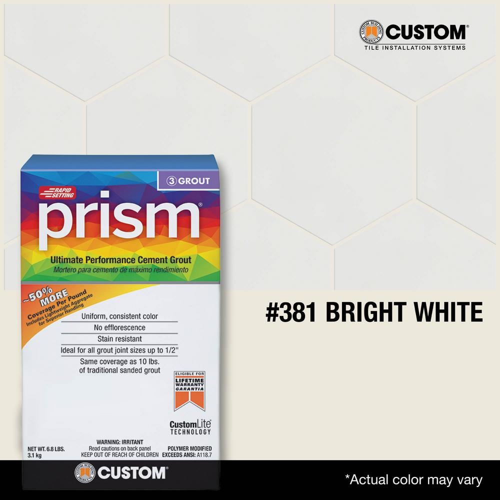 Prism #381 Bright White 17 lb. Ultimate Performance Rapid Setting Grout - Hercitys