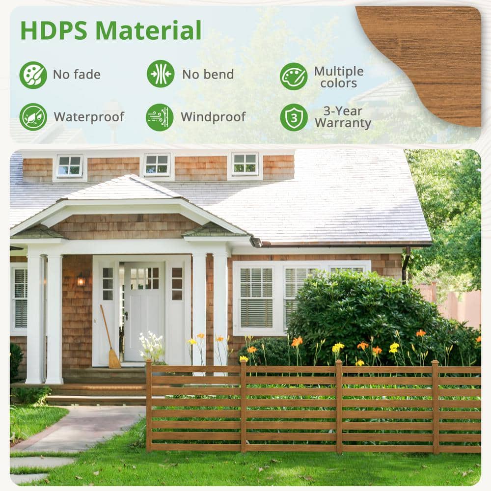 Ares 38 in. x 46 in. Brown Garden Fence W/Post And No-Dig Steel Cone Anchor Recycled Plastic Privacy Fence Panel(2-Pack) - Hercitys