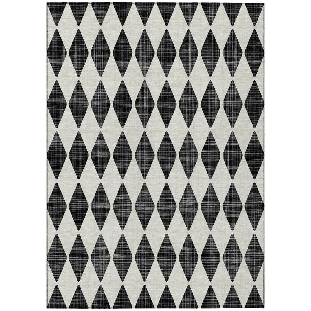 Chantille ACN578 Black 5 ft. x 7 ft. 6 in. Machine Washable Indoor/Outdoor Geometric Area Rug - Hercitys