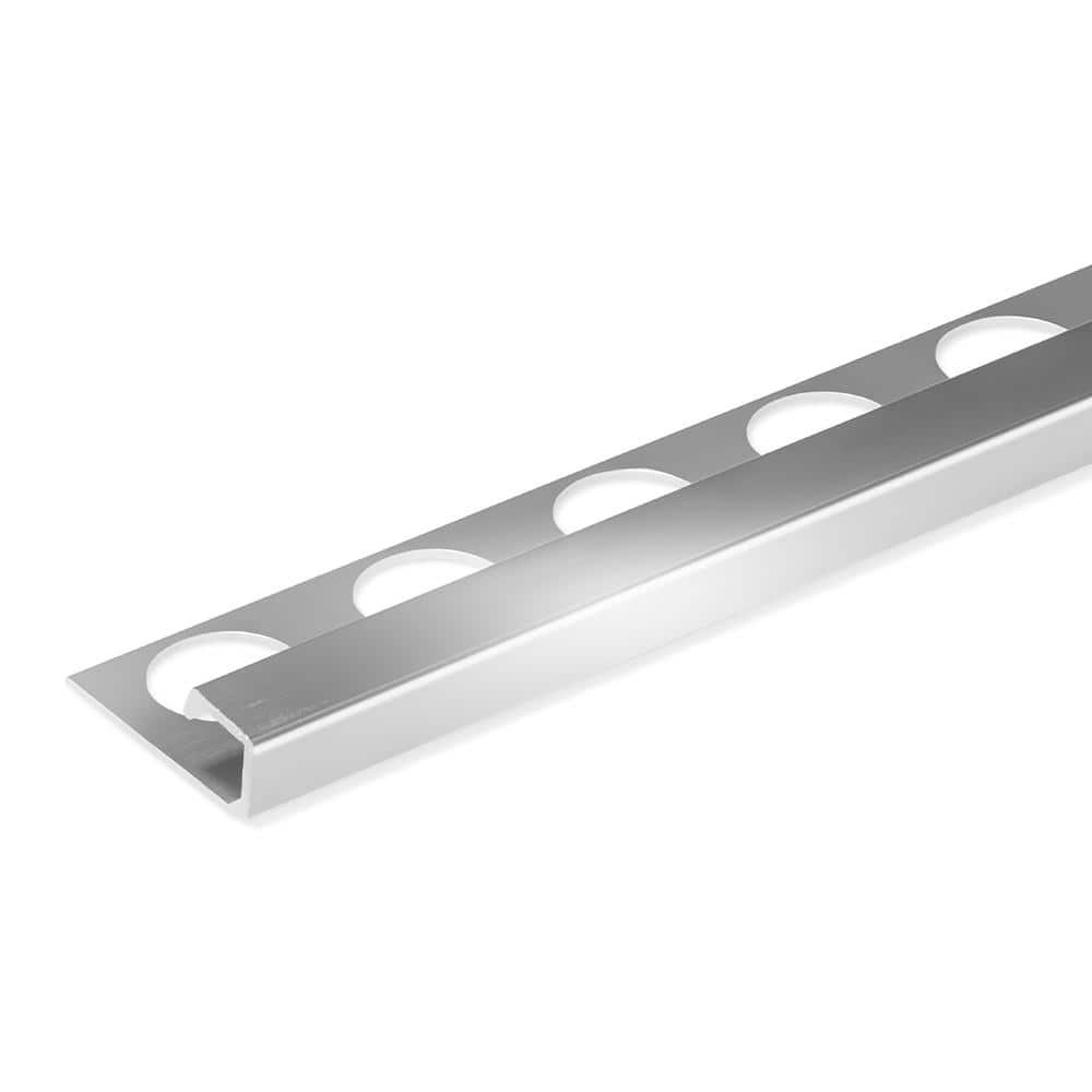 Chrome 3/8 in. x 98-1/2 in. Aluminum Square Tile Edging Trim - Hercitys
