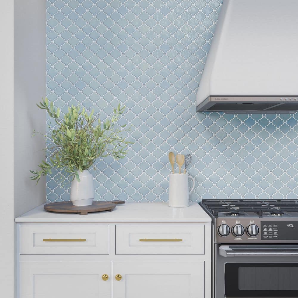 LuxeCraft Whimsy Gloss 11 in. x 12 in. Glazed Ceramic Arabesque Mosaic Tile (7.4 sq. ft./Case) - Hercitys