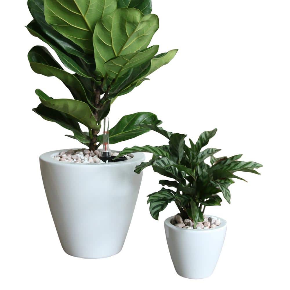 Medium 10 in. and 5 in. Plastic Self-Watering Planter Pot with Water Level Indicator and Drain Plug- Round Cone (2-Pack) - Hercitys