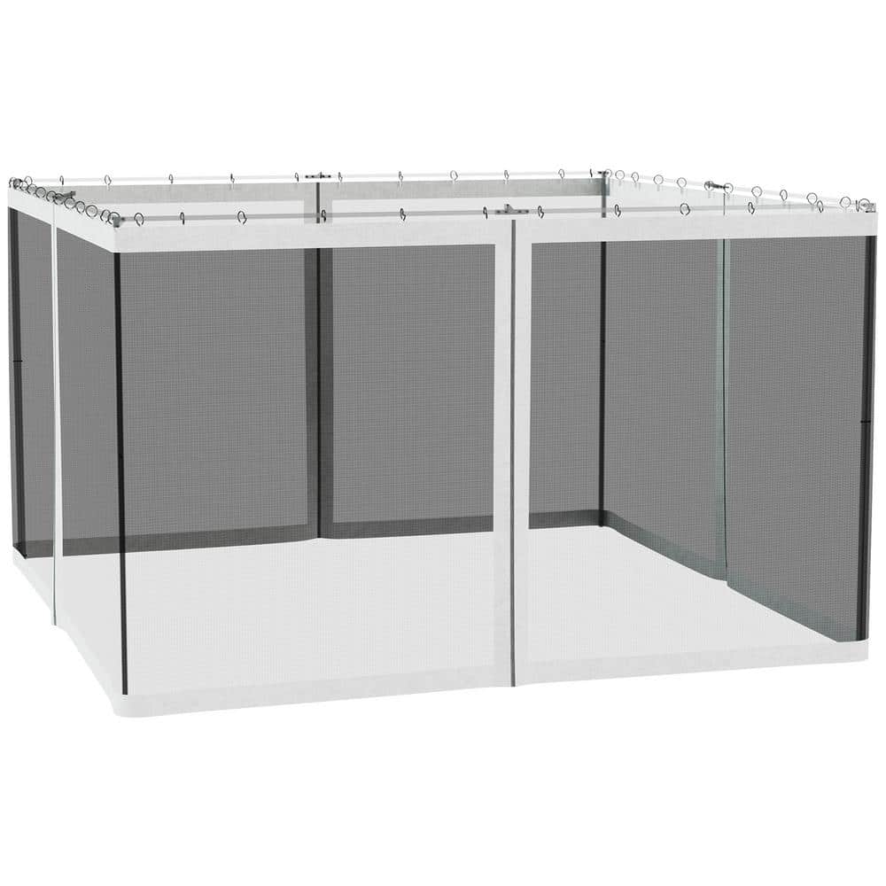 81.5 in. x 132 in. White Polyester Universal Replacement Mesh Sidewall Netting with Zippers - Hercitys