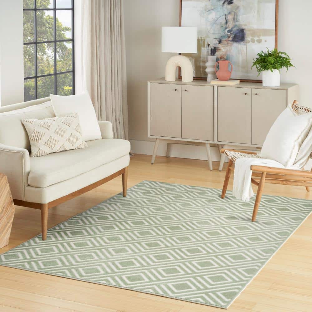 Casual Green 5 ft. x 7 ft. Checker Contemporary Area Rug - Hercitys