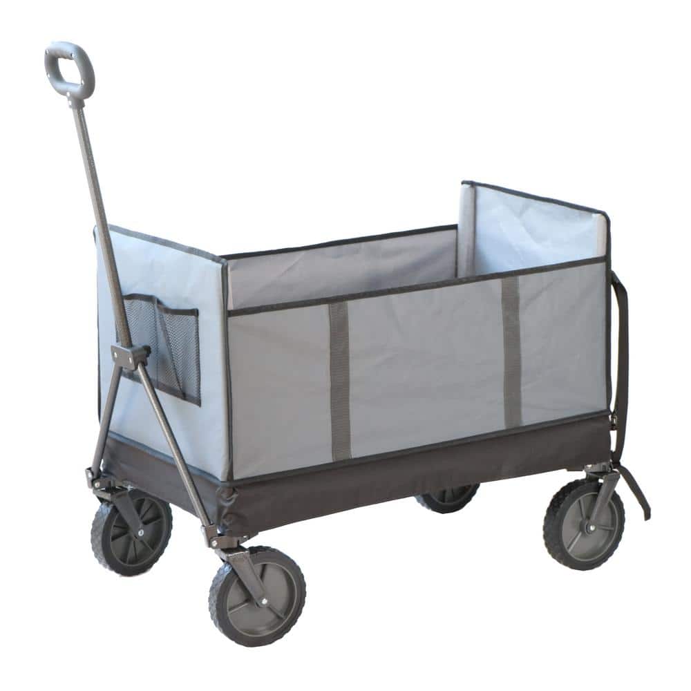 6 cu. ft. Steel and Fabric Omni Compact Folding Design Garden Cart with Side-Door Access, 300 lbs. Weight Capacity, Gray - Hercitys