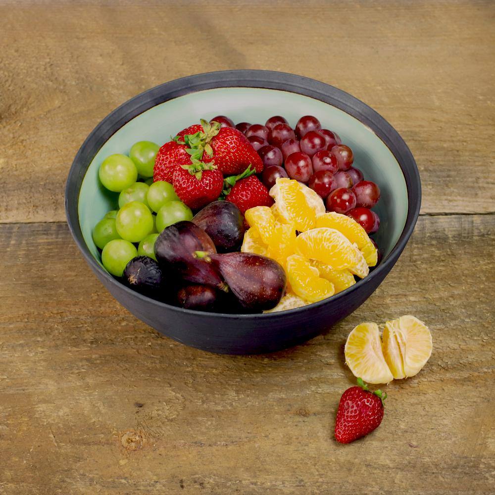 9 in. 114 fl.oz. Diana Green/Grey Porcelain Serving Bowl - Hercitys