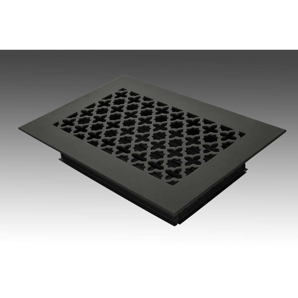 Victorian 10 in. x 6 in. Black Powder Coat Steel Floor Vent with Opposed Blade Damper - Hercitys