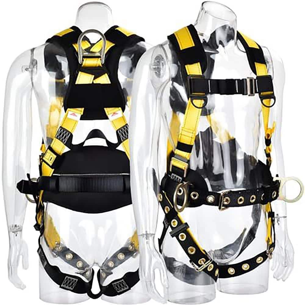 Industrial Fall Protection Safety Harness with 3D-Rings Waist and Leg Tongue Buckles ANSI Compliant Full Body Support - Hercitys