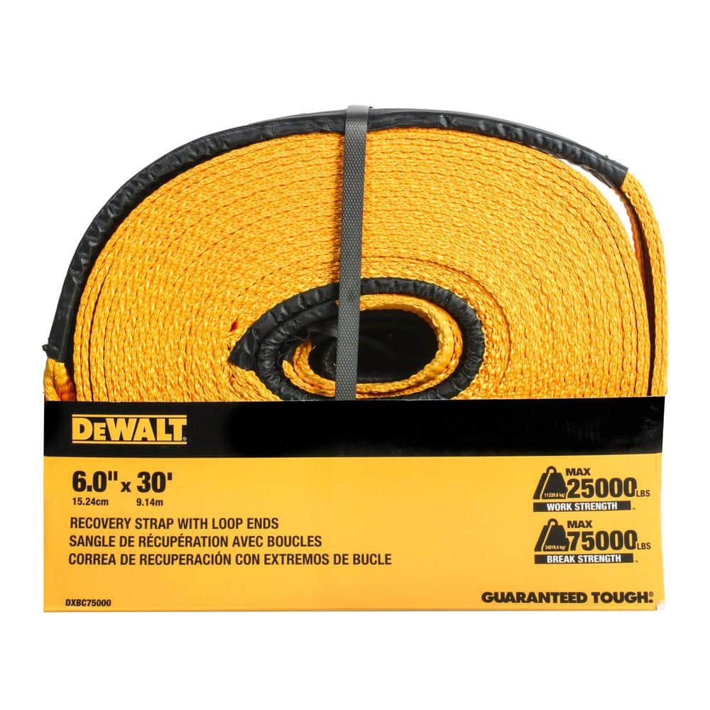 6 in. x 30 ft. x 75,000 lbs. Break Strength Recovery Strap Rope with Loop Ends - Hercitys