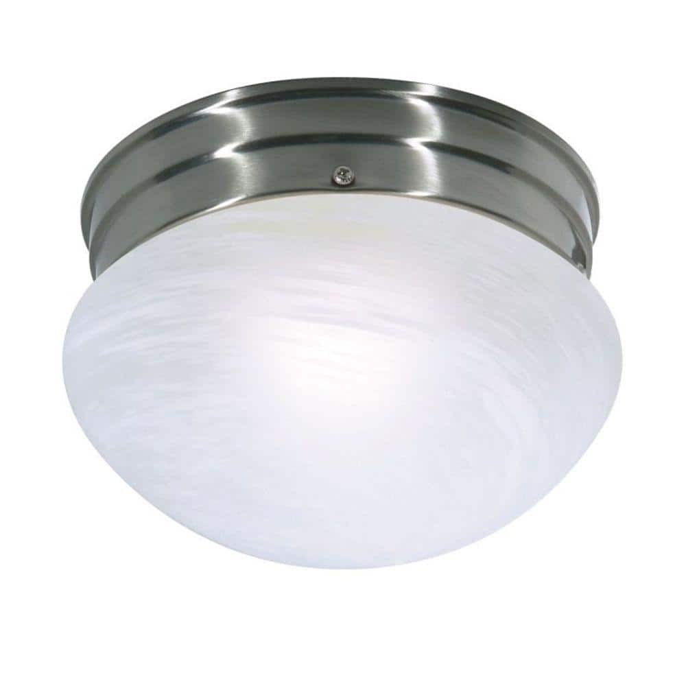 Nuvo 8 in. 1-Light Brushed Nickel Traditional Semi-Flush Mount with Alabaster Mushroom Shade and No Bulbs Included - Hercitys