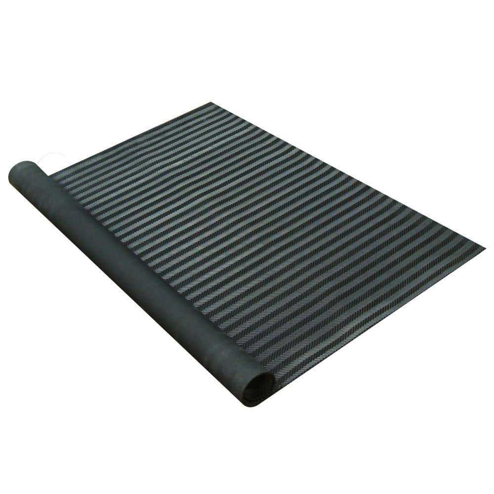 Fish-Bone 3 ft. x 15 ft. Black Thermoplastic Rubber Garage Flooring Rolls - Hercitys