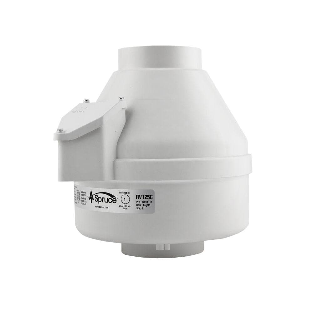RV125 110 CFM 4 in. Inlet and Outlet Inline Ventilation Fan in White - Hercitys