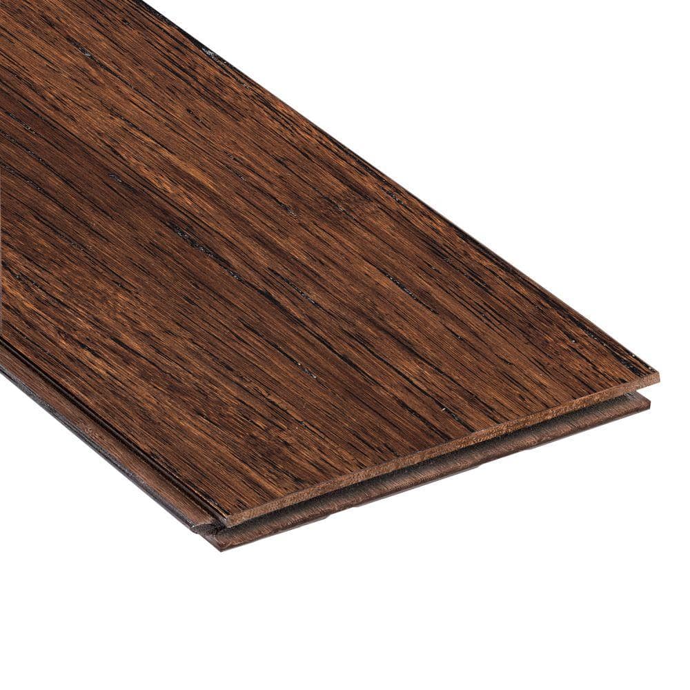 Wire Brushed Strand Woven Tobacco 3/8 in. x 3-7/8 in. x 36-1/4 in. Length Solid Bamboo Flooring (23.41 sqft /case) - Hercitys