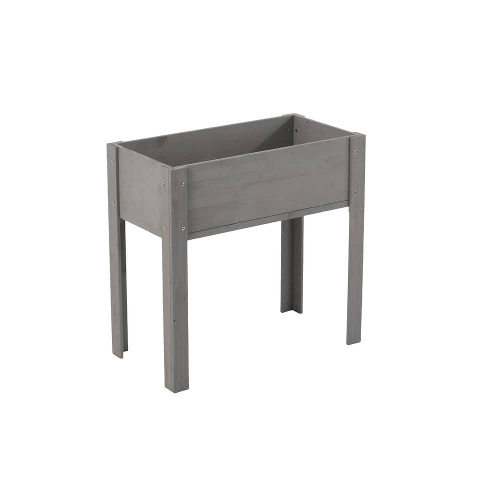 Rowan 31 in. W x 31 in. H Outdoor Patio Rectangular Wood Elevated Raised Garden Planter Box with Legs, Grey - Hercitys
