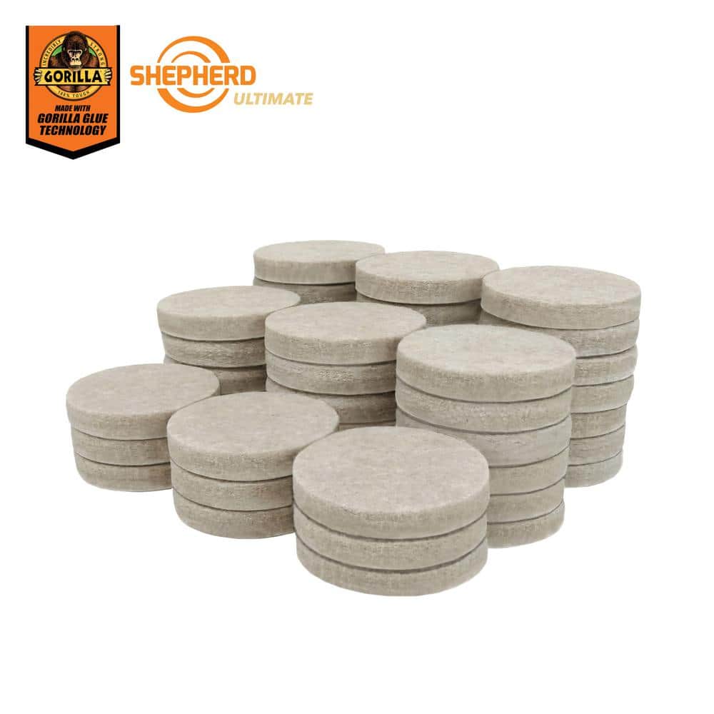 Ultimate 1 in. Beige Round Self-Adhesive Furniture Felt Pads with Gorilla Glue Technology (48-Pack) - Hercitys
