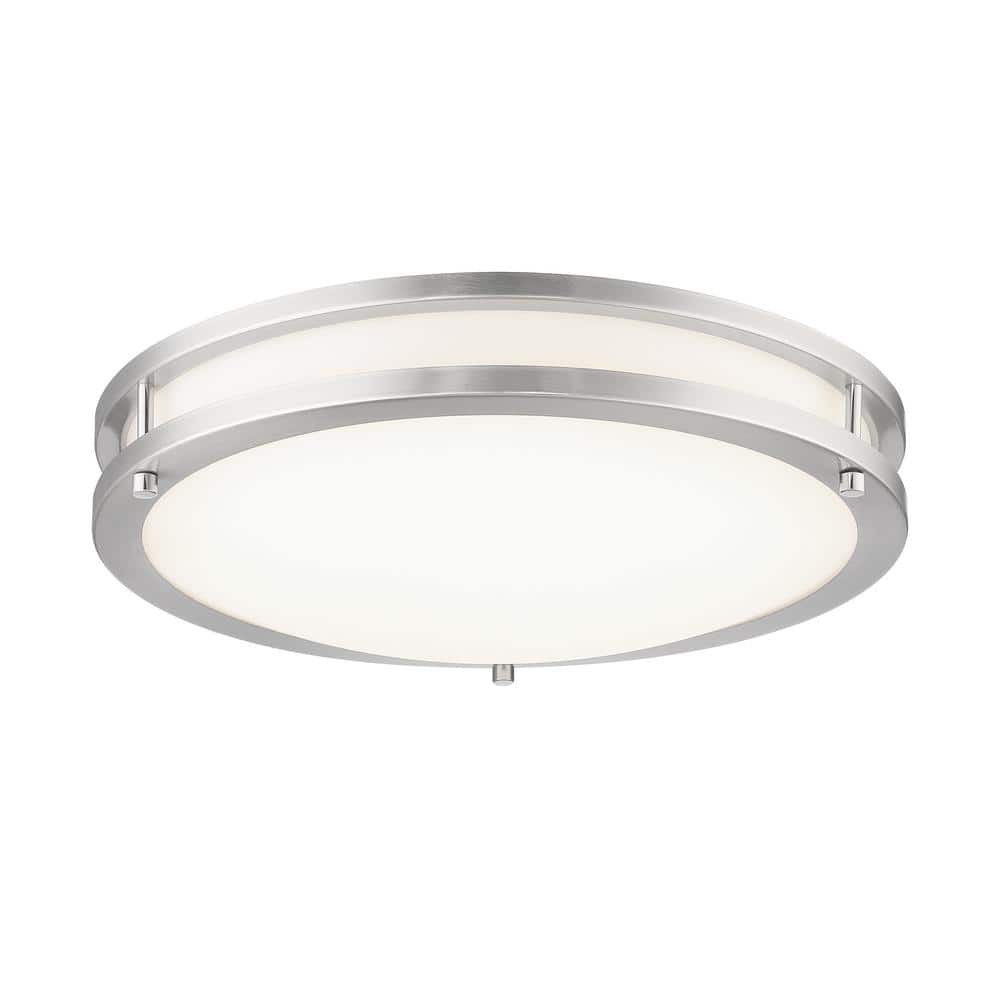 Vantage 13.75 in. 1-Light Brushed Nickel LED Flush Mount with Acrylic Diffuser - Hercitys