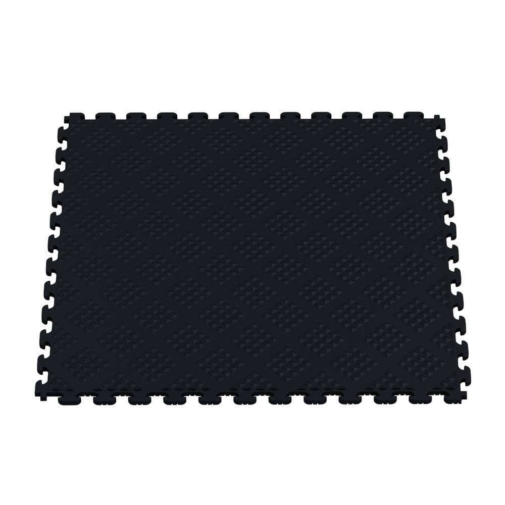 Multi-Purpose Black 18.3 in. x 18.3 in x 0.25in PVC Garage Flooring Tile Raised Diamond Pattern (6-Pieces) (13.95 sq ft) - Hercitys