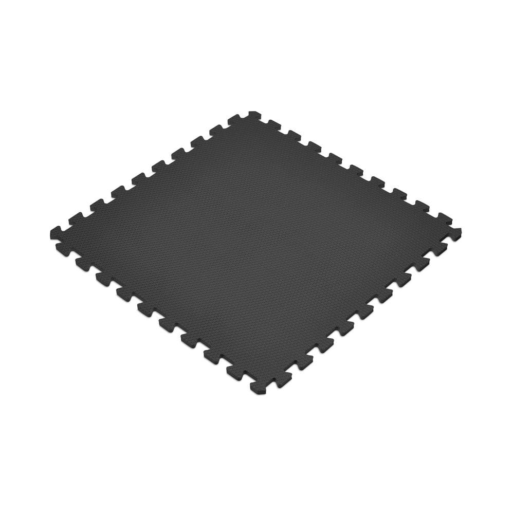 Black 24 in. x 24 in. EVA Foam Non-Toxic Solid Color Interlocking Tiles (96 sq. ft. – 24 tiles) - Hercitys