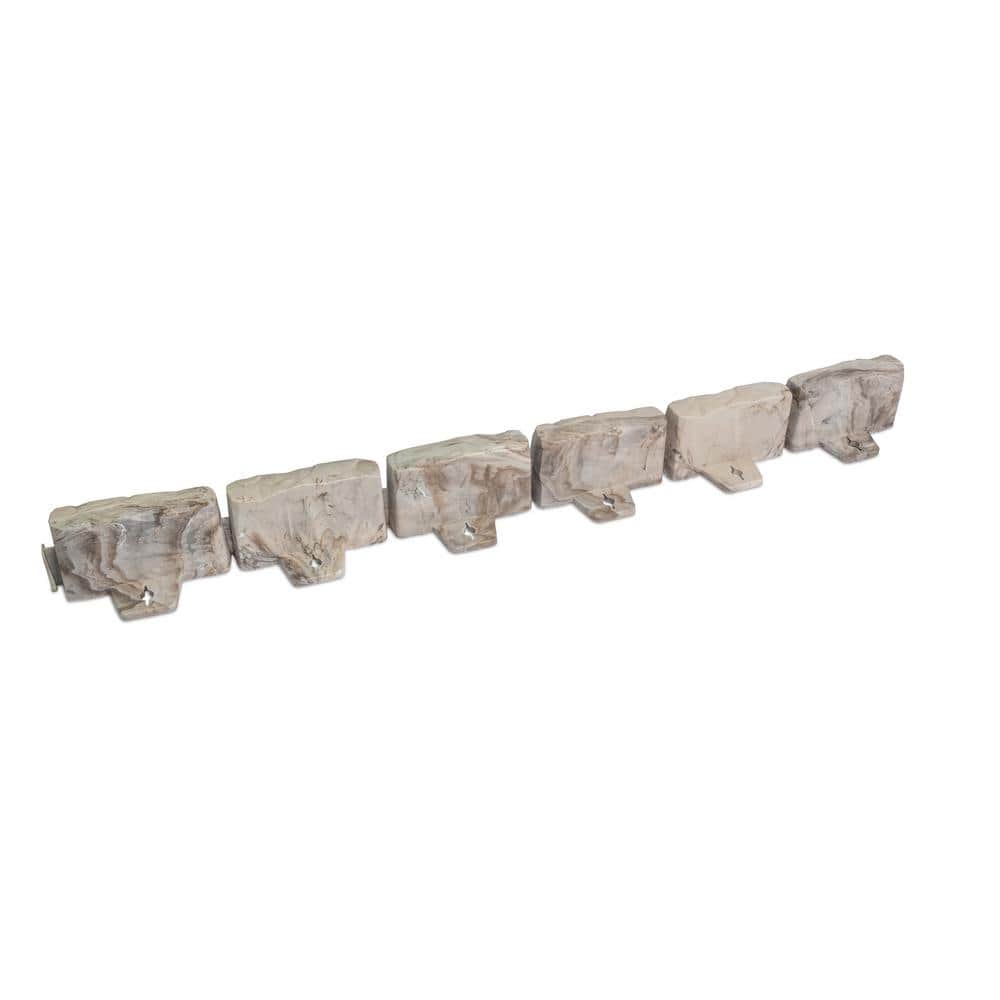 Decorative Faux Stone 90 ft. x 2.7 in. Brown Plastic No-Dig Landscape Edging Kit - Hercitys