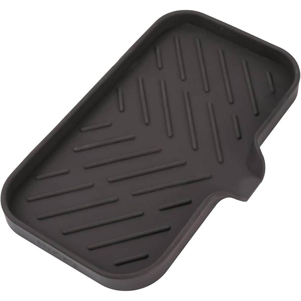 9.6 in. Silicone Bathroom Soap Dishes with Drain and Kitchen Sink Organizer, Sponge Holder, Dish Soap Tray in Coffee. - Hercitys