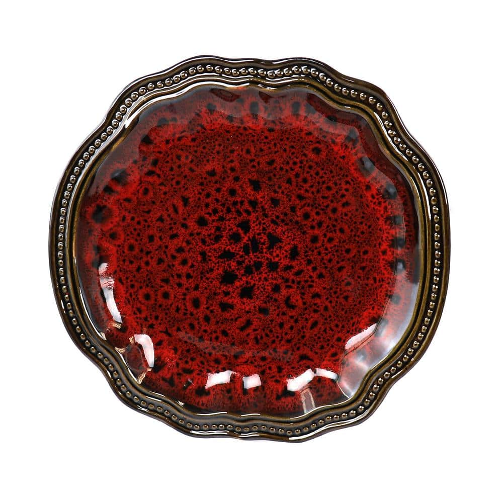 Regency 6 Piece Stoneware Dinner Plate Set Service of 6 in Red - Hercitys