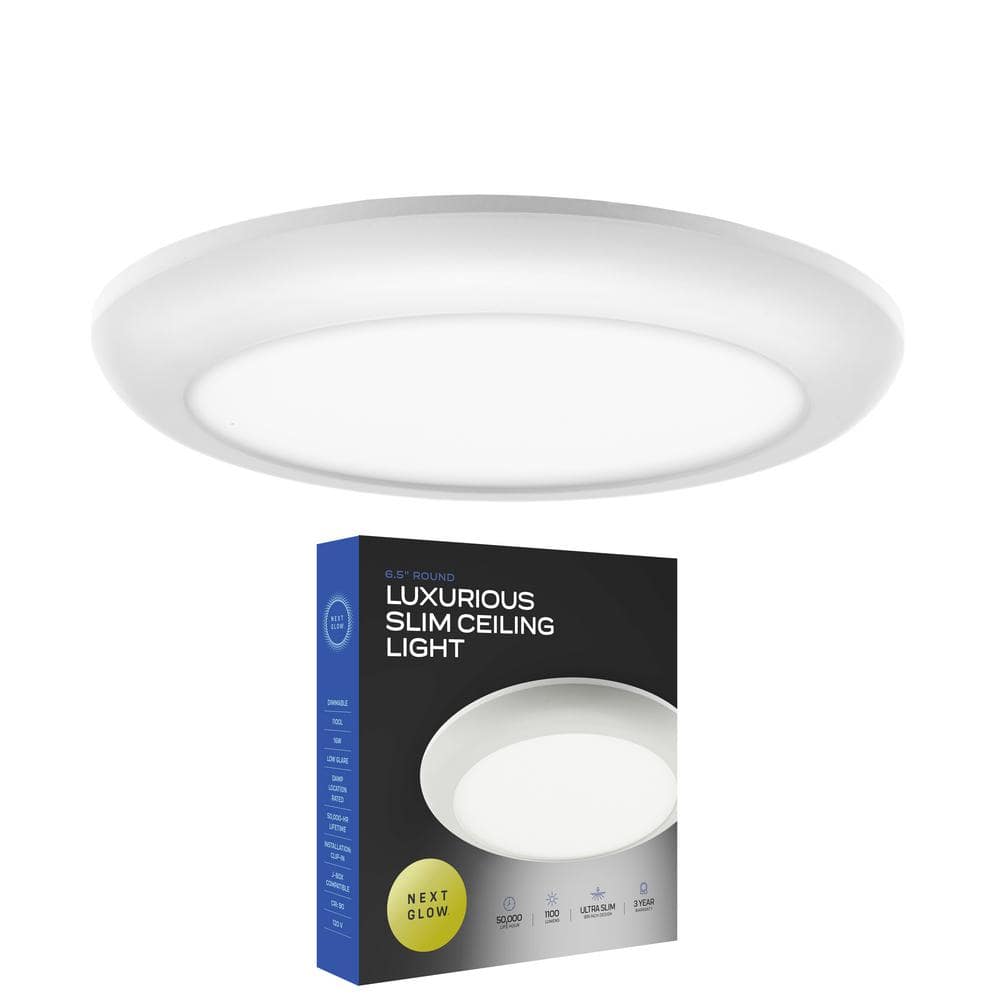 Ultra Slim Luxurious Edge-Lit 6.5 in. Round White Ceiling Light 4000K LED Easy Installation Flush Mount (4-Pack) - Hercitys