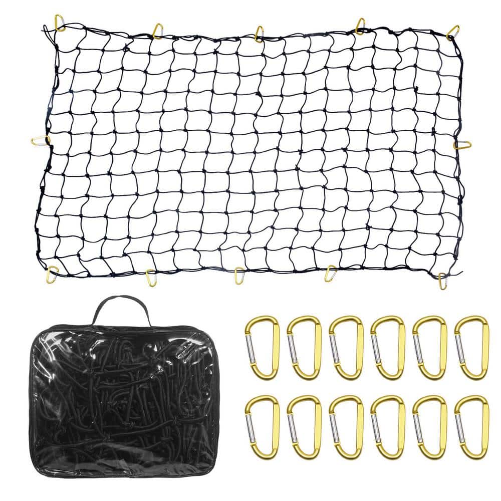 Cargo Net, 72 in. x 48 in., Heavy Duty Bungee Cargo Netting, 4 ft. x 6 ft., Rope, Stretches to 7.2 ft. x 10.8 ft. - Hercitys