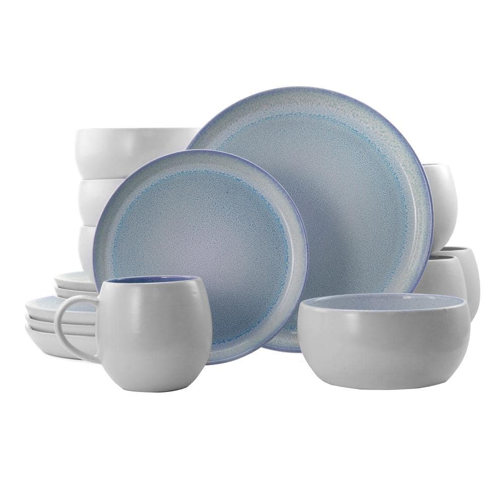 Mocha 16-Piece Blue Stoneware Dinnerware Set (Service for 4) - Hercitys